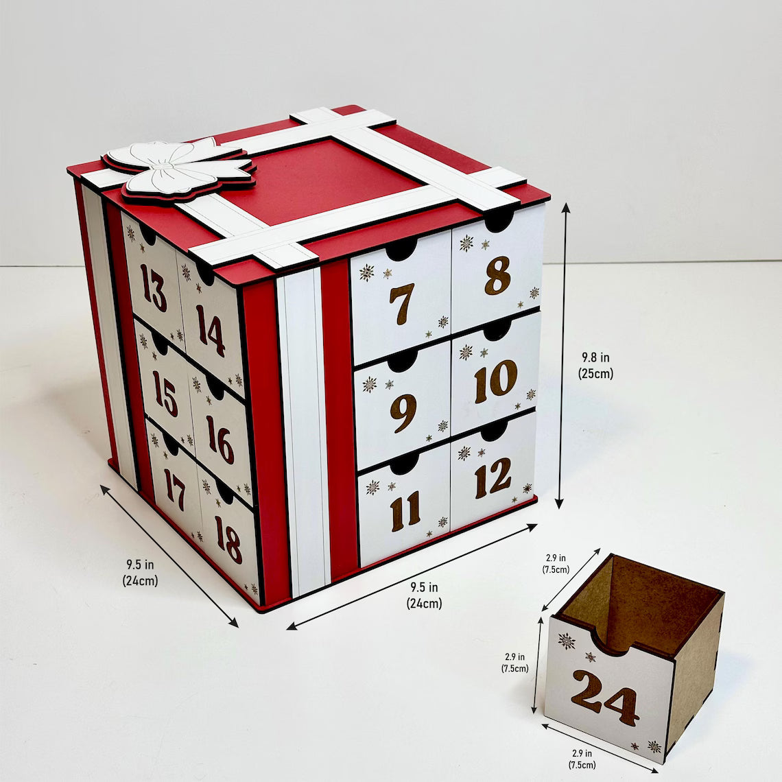Christmas Advent Calendar, Christmas Holiday Advent with Drawers, Wood Advent Calendar, Christmas Wood Gift Decor, Holiday Countdown Gift
