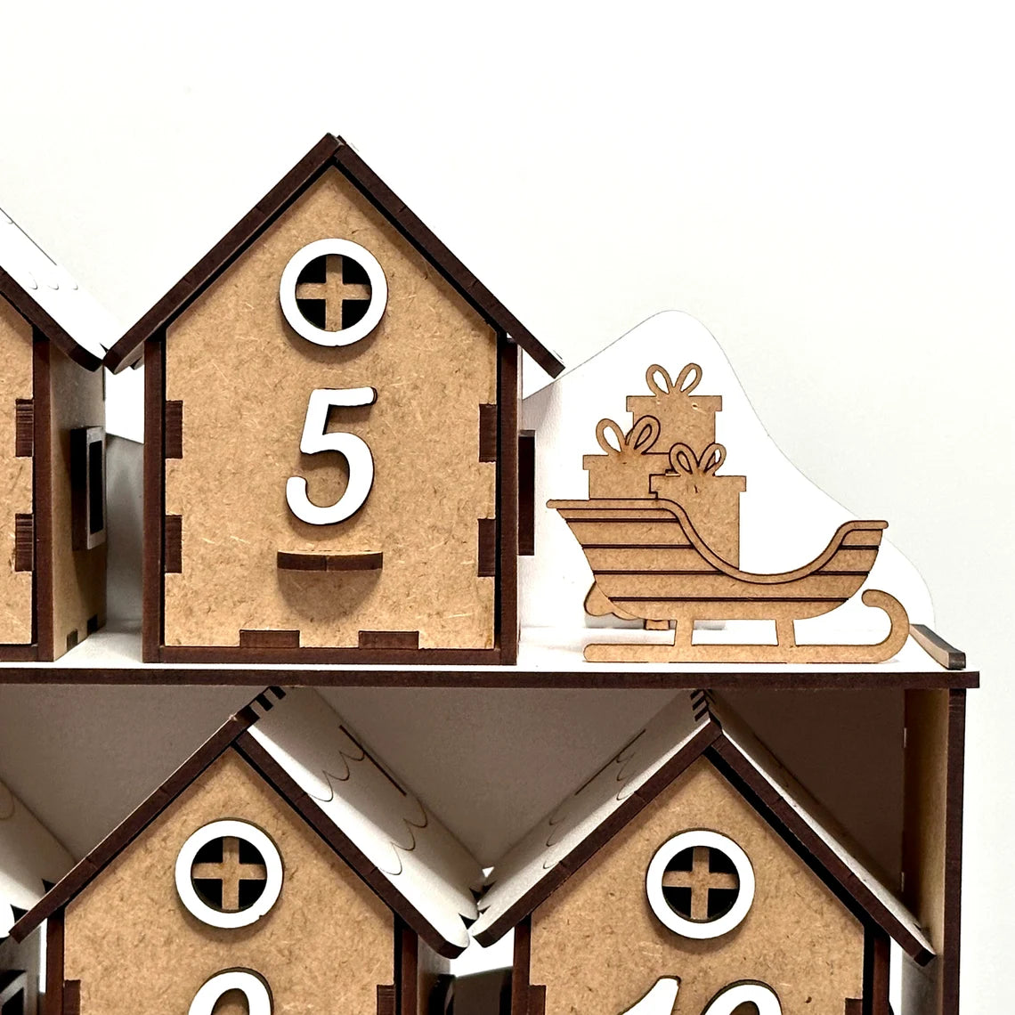 Wooden Advent House | 24 Day Countdown Calendar | Christmas Ornament for Home | Holiday Keepsake Gift | Festive Countdown Gift Box