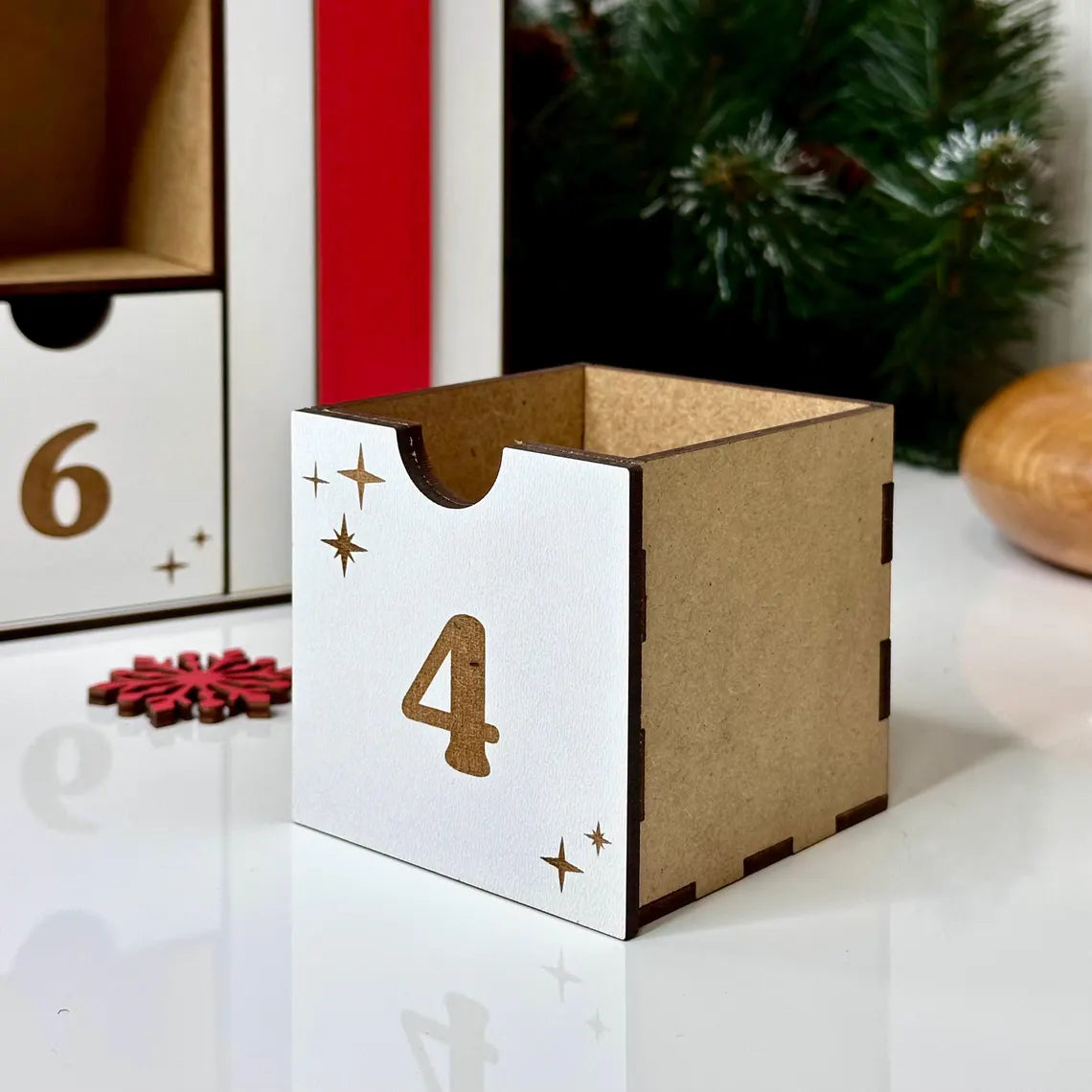 Wooden Advent Calendar - Christmas Countdown - Plaid Christmas - Classic Xmas - Kids Christmas Countdown, Personalized Advent Calendar