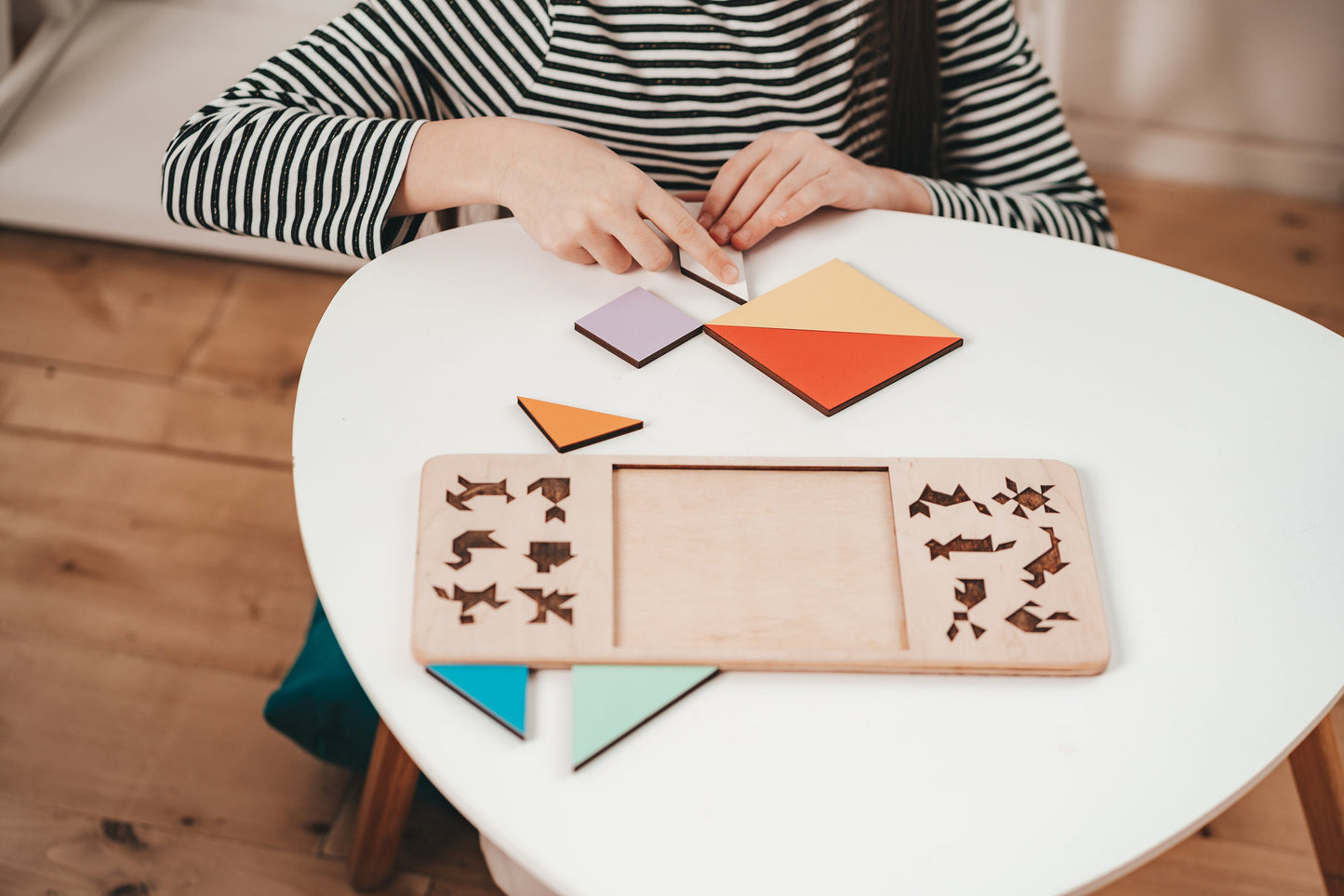 Sensory board, Wooden geometric puzzle toy, Fidget toy, wood mosaic, Peg Board Geometric Shape