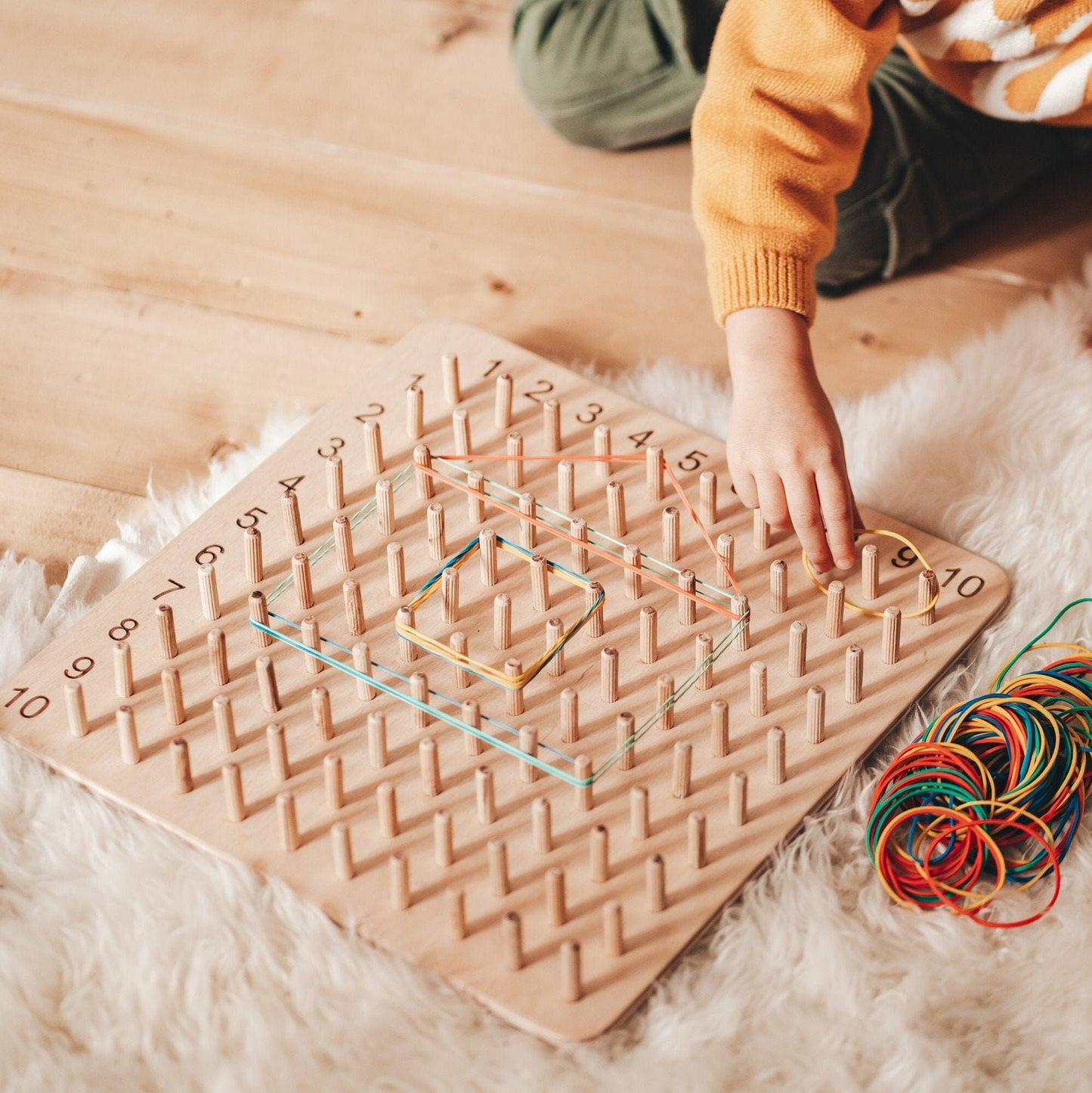 Personalized Wooden Geoboard, Preschool Toy Learnin  Kindergarten Toy, Montessori Sensory Board, Toddler Gift 4 Year Old Gift