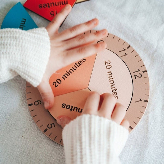 Wood Learning Clock, Fraction Of Time, Telling The Time, Montessori Toy, Sensory Toy, Kids Clock, Wheel of Time