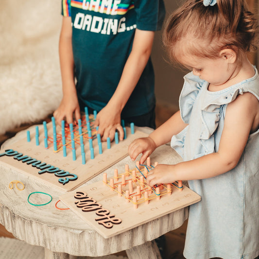 Personalized Learnin Toy, Toddler busy board, Wooden Sensory Board, Montessori Geoboard, Toddler Gift, Holidays Board Game Gift