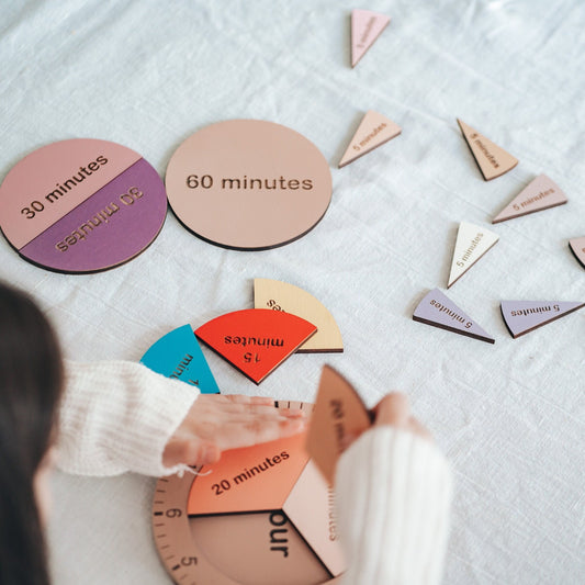 Learning Clock, Fraction Of Time, Telling The Time, Montessori Toy, Sensory Kindergarten Toy, Gift for Kids, Educational Toy