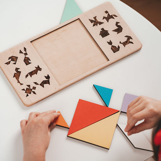 Wooden Geometric Animal Puzzle, Educational Toy Kids Gift, Baby 1st Birthday Gift, Geometric Sensory Board, Christmas Baby Shower Gift