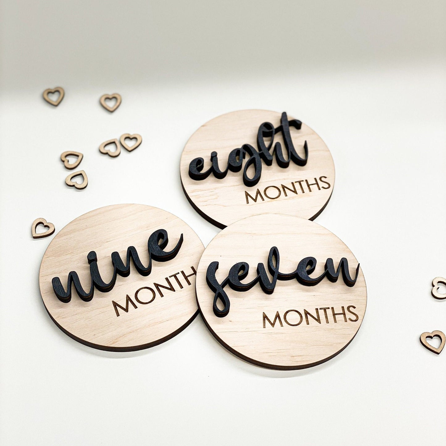 New Mom Gift, Baby Shower Gift, Milestone Discs, Baby Monthly Sign Set, Baby Announcement, Wood Monthly Photo Markers