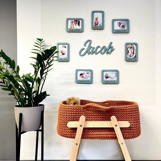 Wooden Photo Frame Name Sign, Kids Room Decor, Nursery Decor, Kids Wall Art, Baby Shower Gift, Birthday gift, Playroom Decor, New Mom Gift