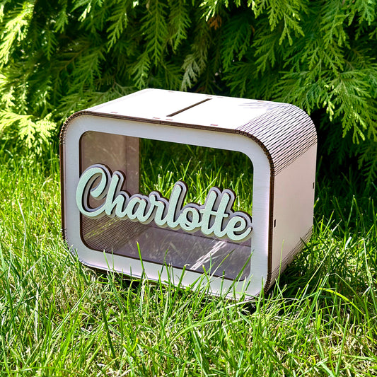 Piggy Bank for Kids, Wood Money Banks, Custom Money Box for Toddler, Gift for Kids, Name Piggy Bank, Cash Box for Child, Baby Birthday Gift