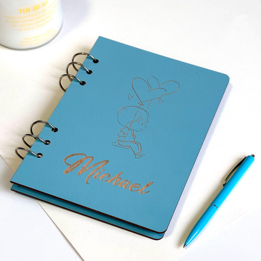 Custom Wood Notebook for Kids, Personalized Engraved Journal, Wooden Kids Diary, Kids Custom Engraved Notebook, Personalized Wood Journal