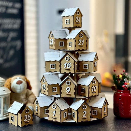 Reusable Wooden Christmas Advent Calendar House, Wooden Advent Calendar, Rustic Christmas Decorations, Countdown to Christmas Advent House