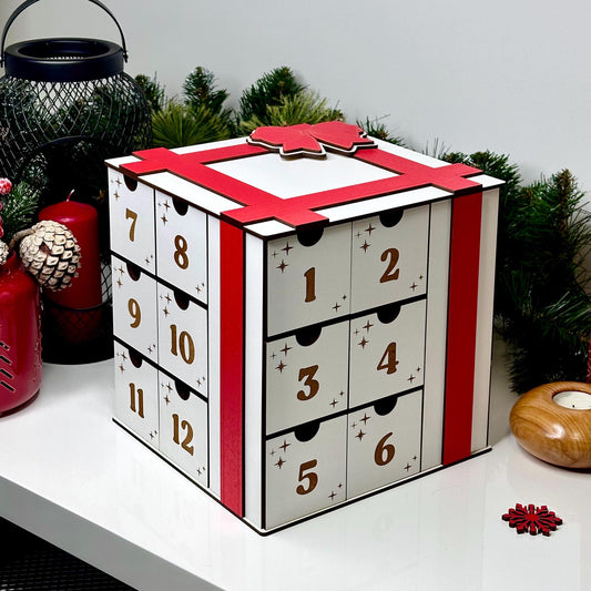 Personalized Advent Calendar - Wooden Advent Calendar - Christmas Countdown - Plaid Christmas - Classic Xmas - Kids Christmas Countdown