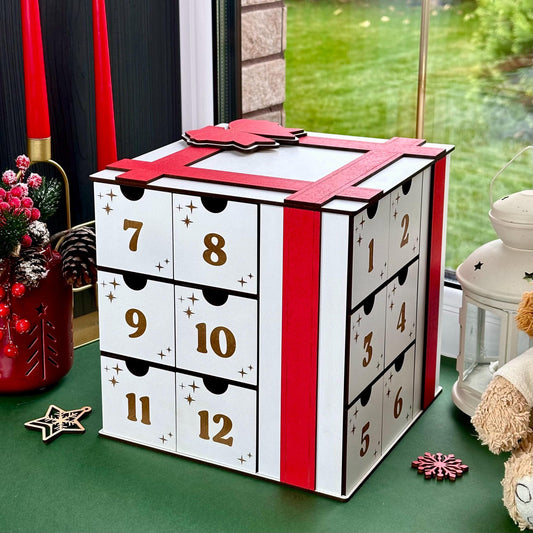Wooden Advent Calendar - Christmas Countdown - Plaid Christmas - Classic Xmas - Kids Christmas Countdown, Personalized Advent Calendar
