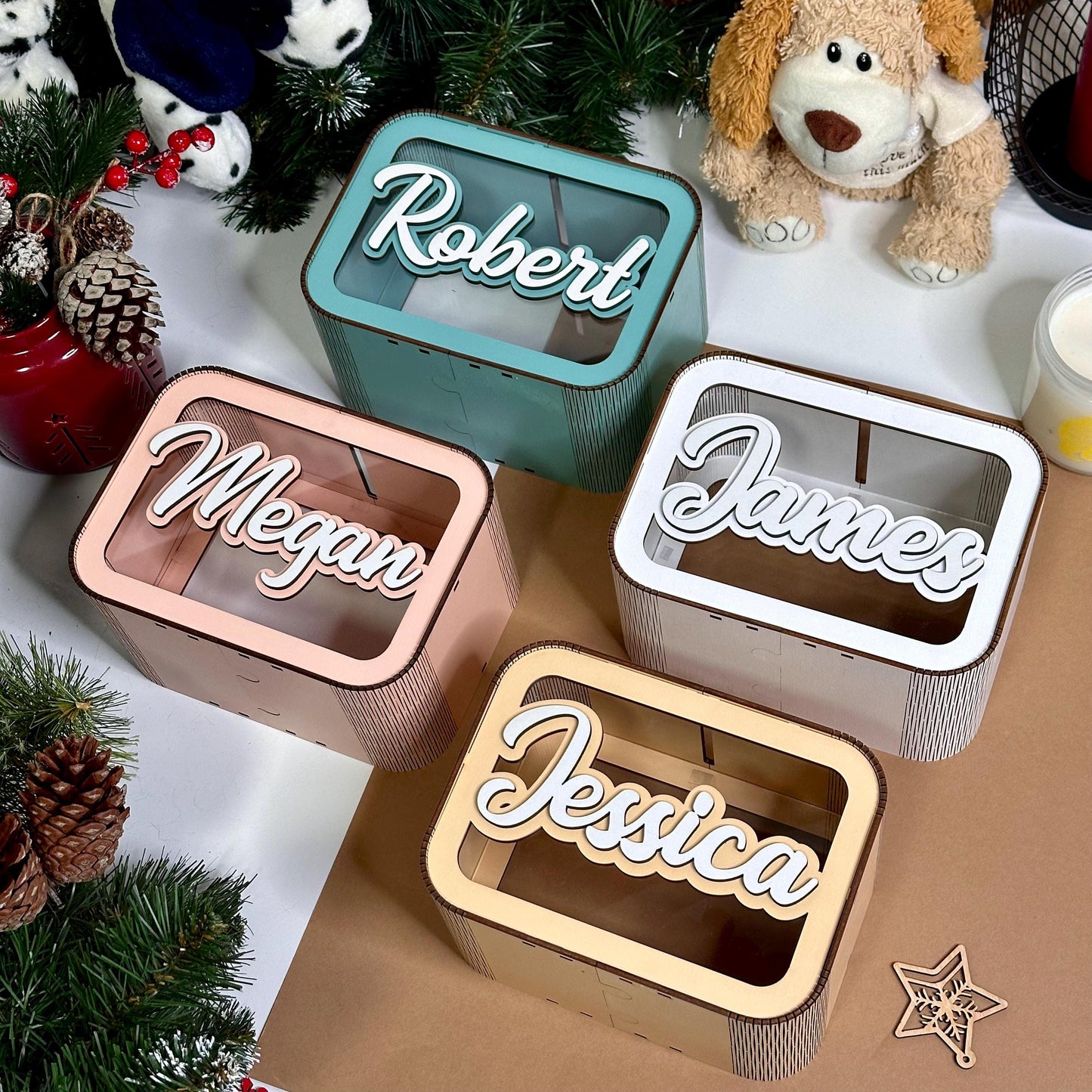 Personalized Christmas Piggy Bank, Children Wooden Money Box with Name, Birthday Gifts for Baby Kids, Christmas Gifts, Custom Baby Money Box