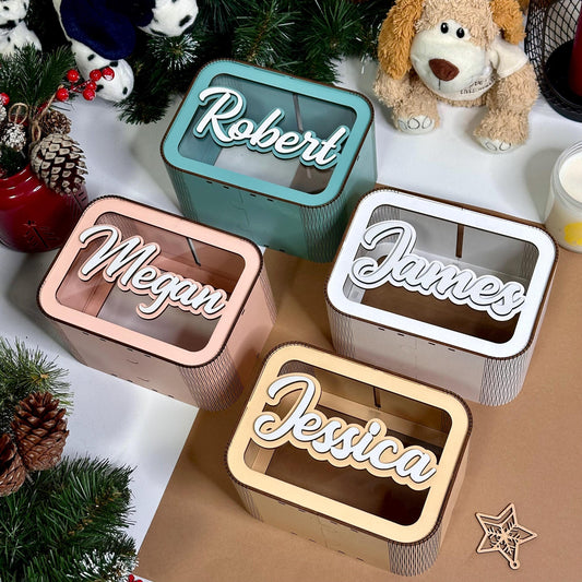 Personalized Christmas Piggy Bank, Children Wooden Money Box with Name, Birthday Gifts for Baby Kids, Christmas Gifts, Custom Baby Money Box