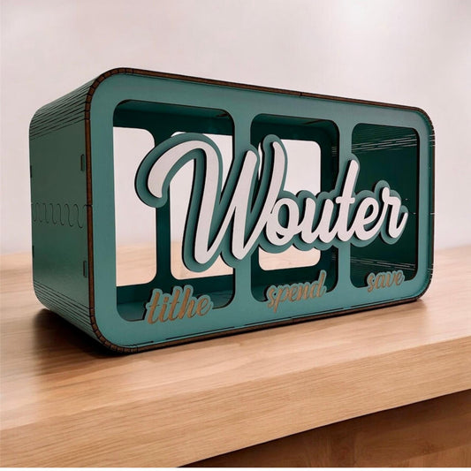 Large Save Give Invest Spend Money Bank - Custom Personalized Name Wood Piggy Bank - Kid's Bank - Financial Literacy Birthday Gift