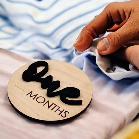 Wooden Baby Monthly Discs | 1 to 12 Month Milestone Set | Natural Plywood Set| Monthly Keepsake Set | Wooden Milestone Circle