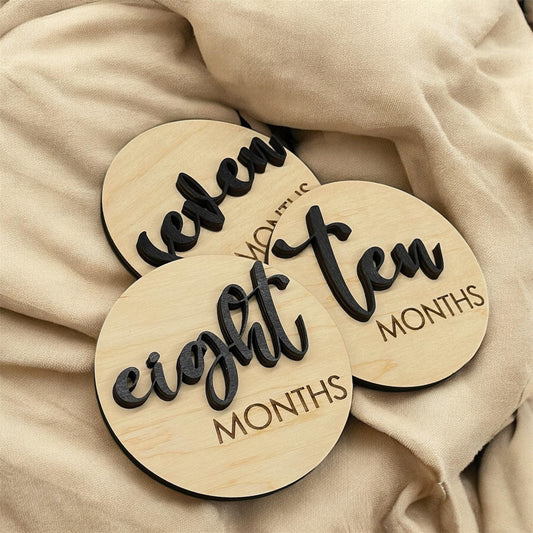 The First Twelve Months | Wooden Milestone Disc Set | Monthly Baby Wood Discs | Baby Milestone Wood Sign | Wooden Baby Month Milestones