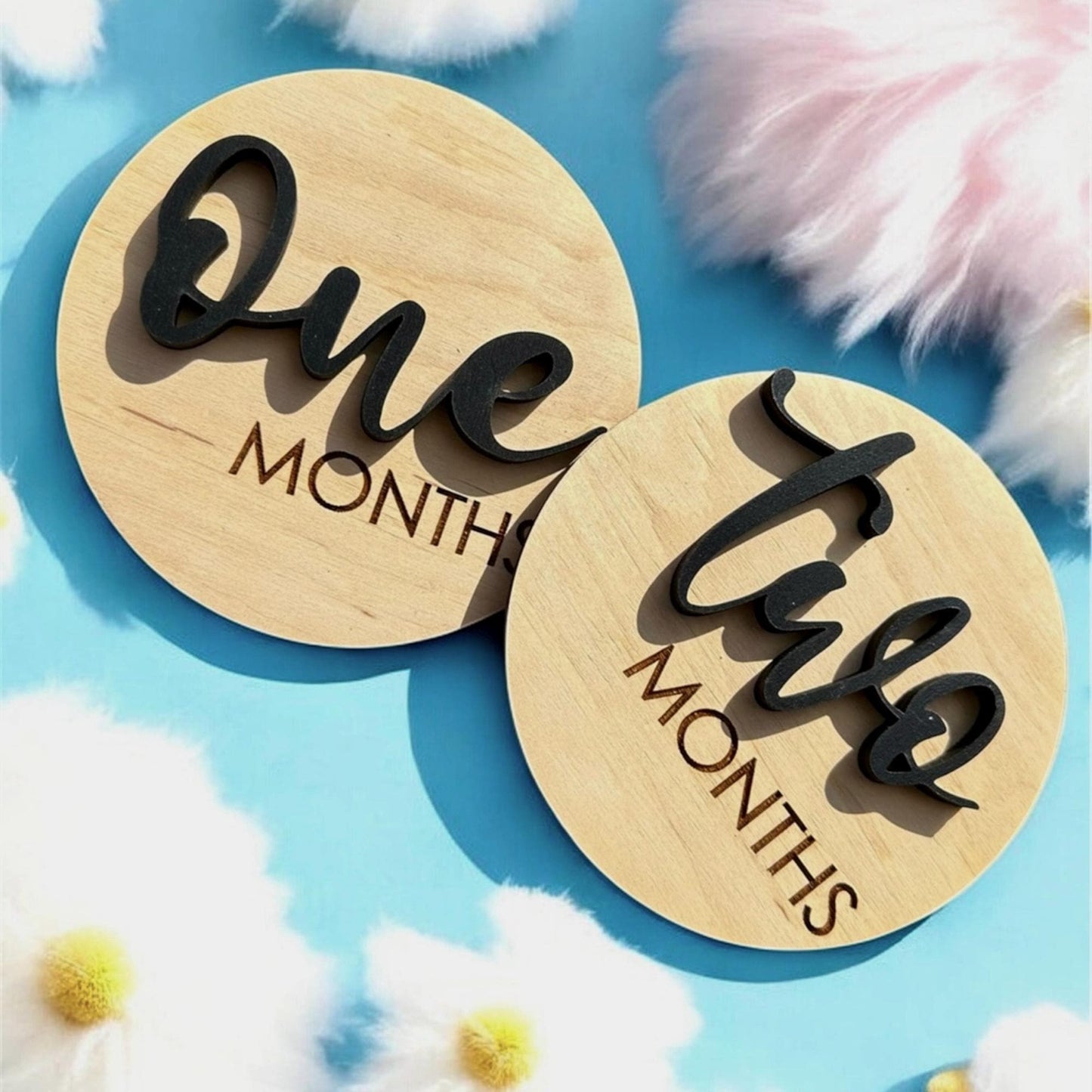 Wooden Baby Monthly Milestone Sign | Rustic Baby Age Tracker| Monthly Growth Milestone Disc | 12 Monthly Milestone Plaques
