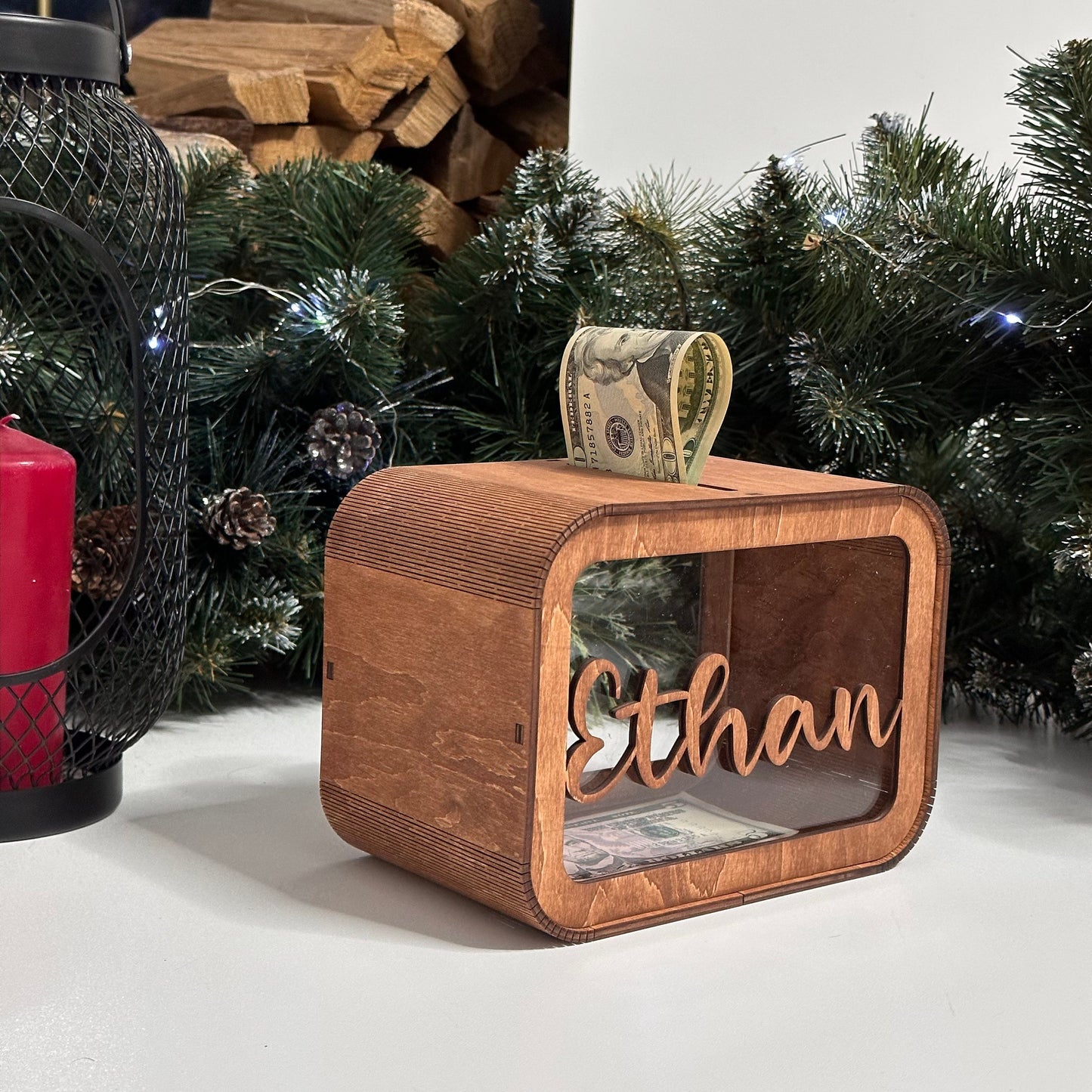 Wooden Name Piggy Bank