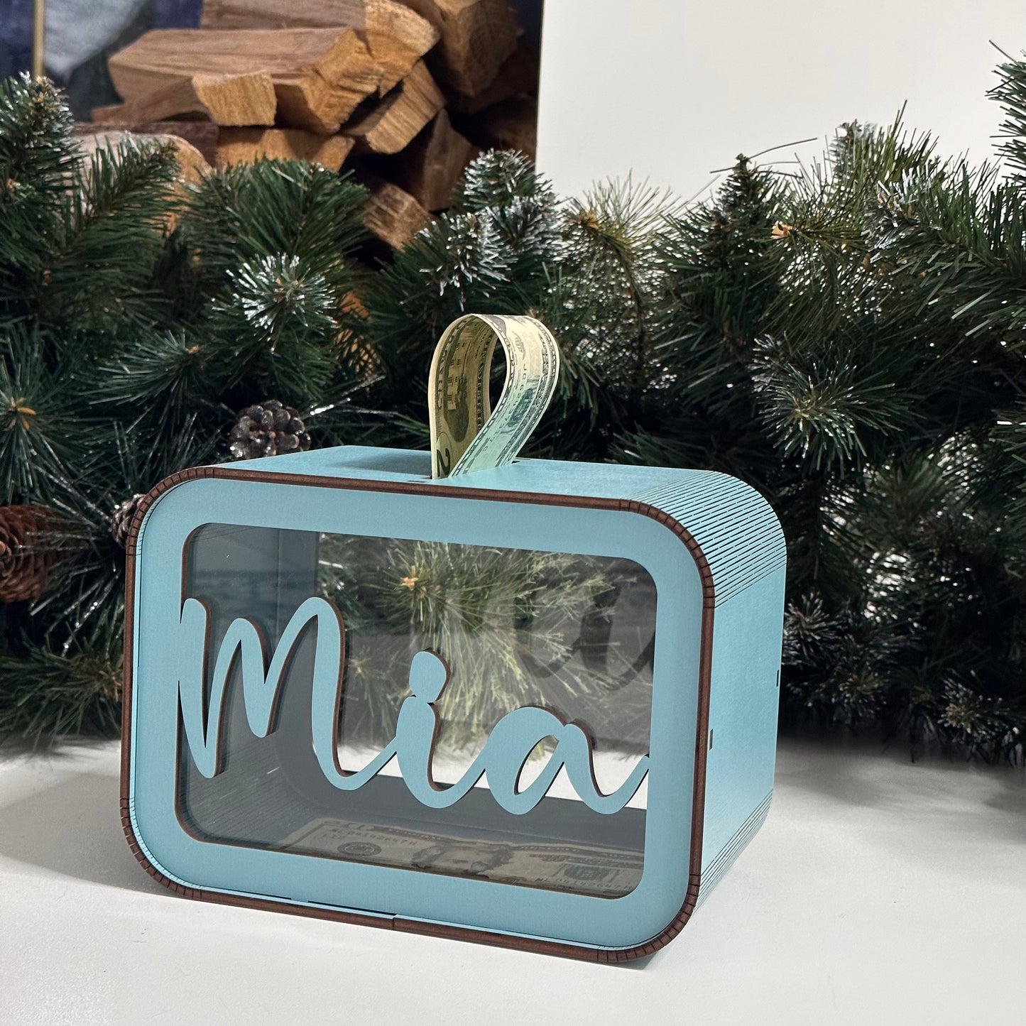 Wooden Name Piggy Bank