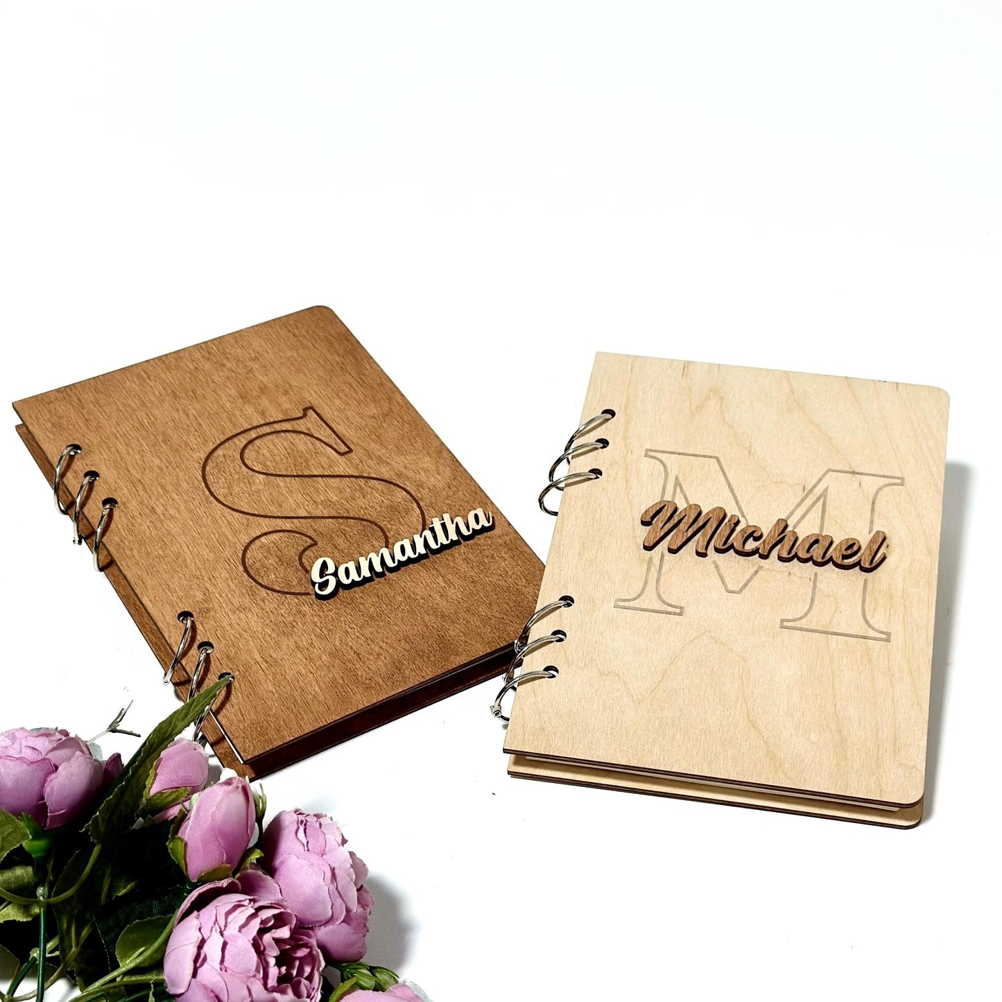 Custom Engraved Wooden Diary – Personalized Rustic Wood Notebook Journal Gift