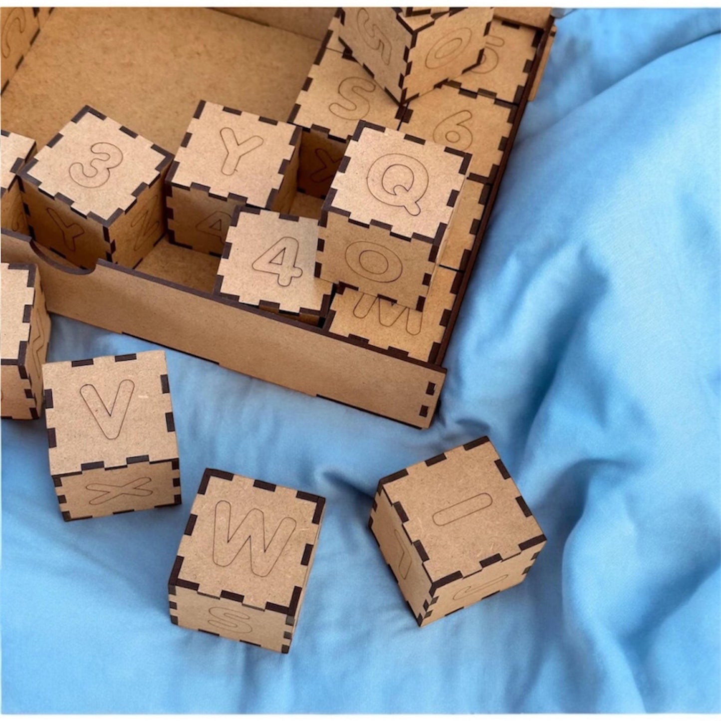 Kids Wooden Blocks Set – Paintable Building Cubes for Creative Play