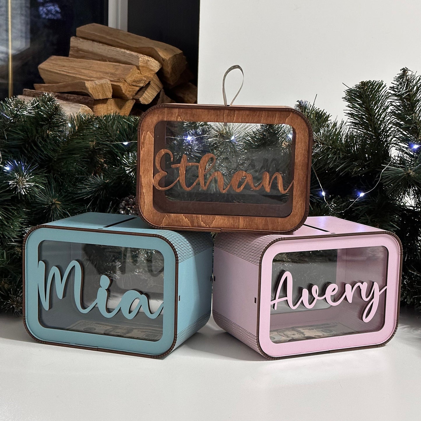 Wooden Name Piggy Bank