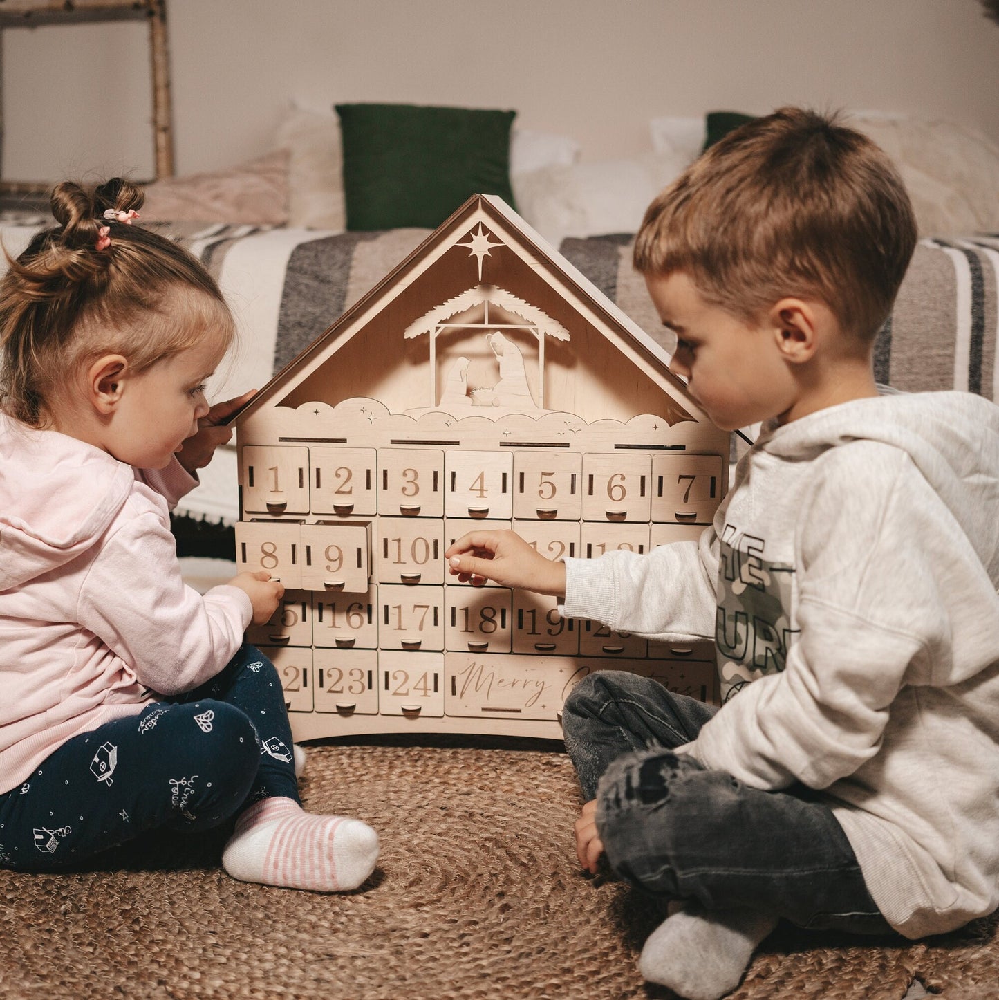Wooden Christmas Advent Calendar For Kids