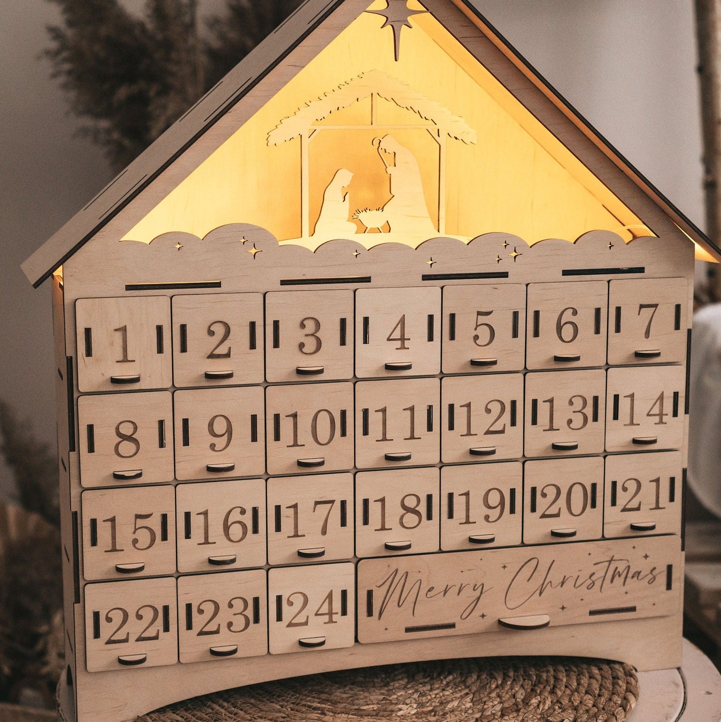 Wooden Christmas Advent Calendar For Kids