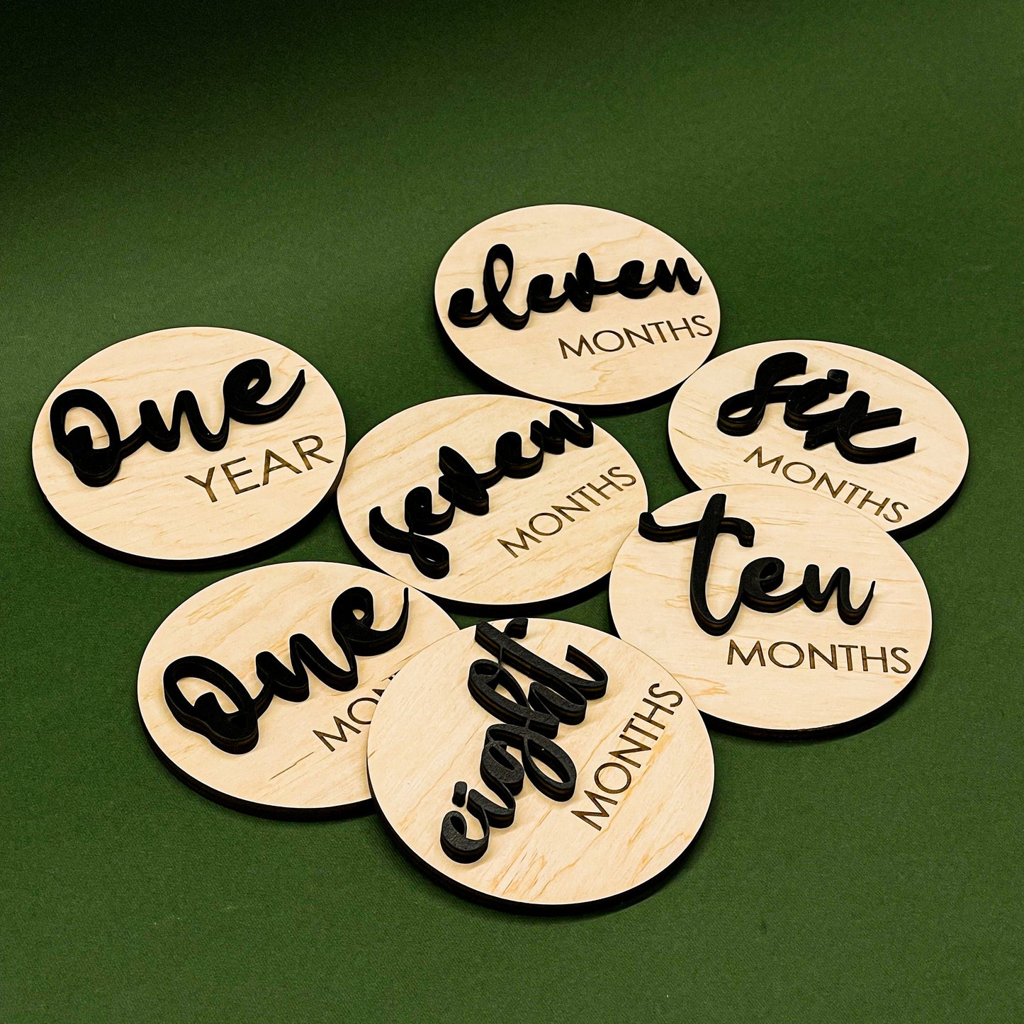 Baby Monthly Sign Set, Baby Announcement, New Mom Gift, Baby Shower Gift, Milestone Discs, Wood Monthly Photo Markers