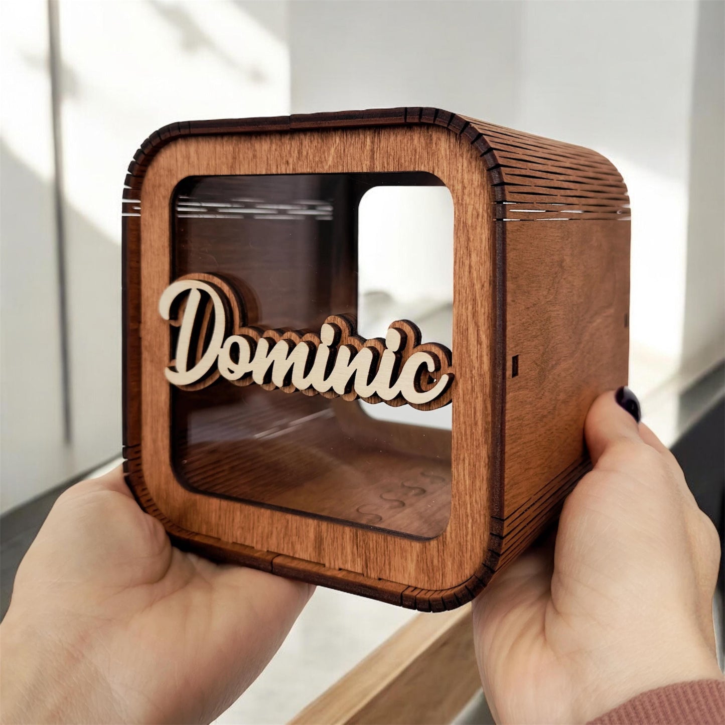 Baby Piggy Bank Personalized, Wooden Money Box Gift