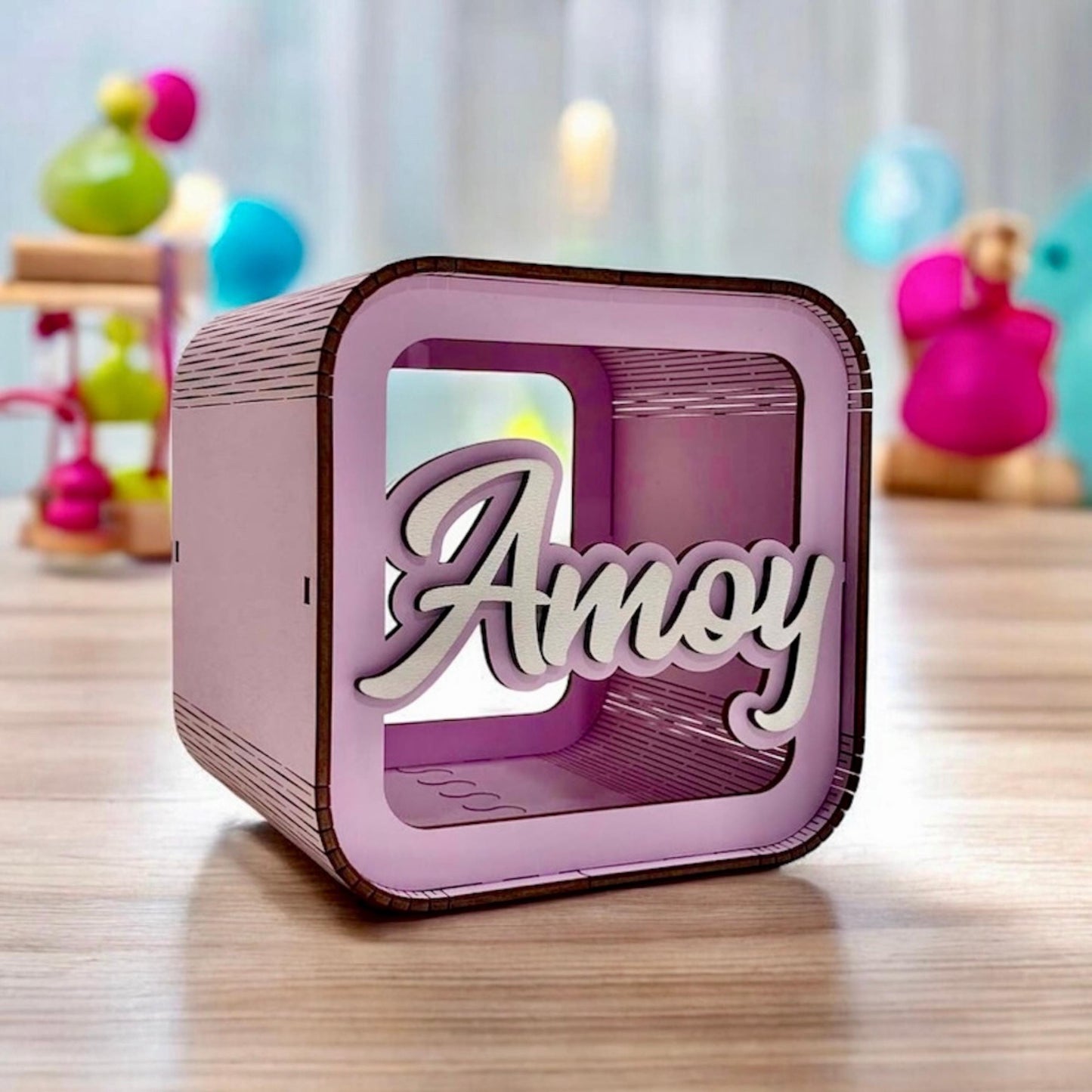 Baby Piggy Bank Personalized, Wooden Money Box Gift