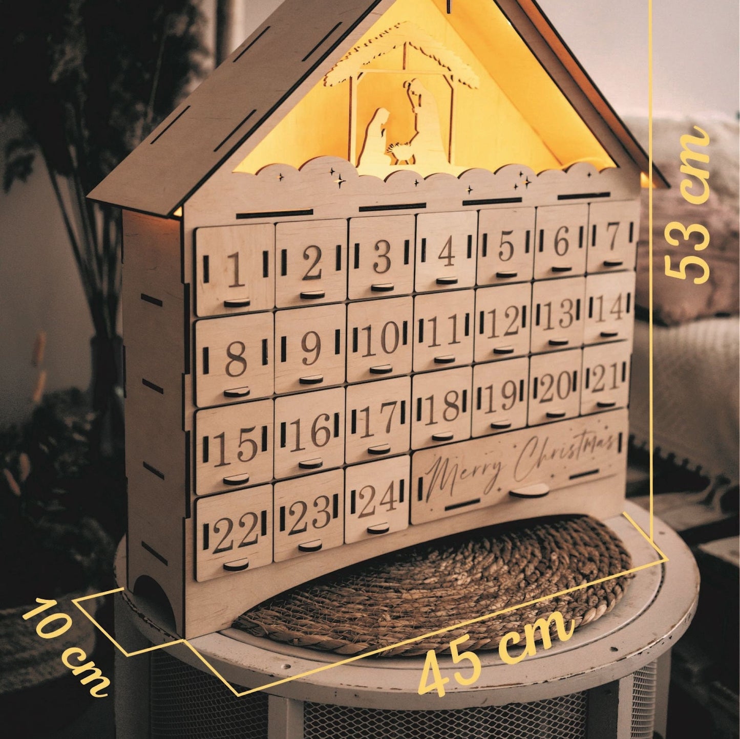 Wooden Christmas Advent Calendar For Kids