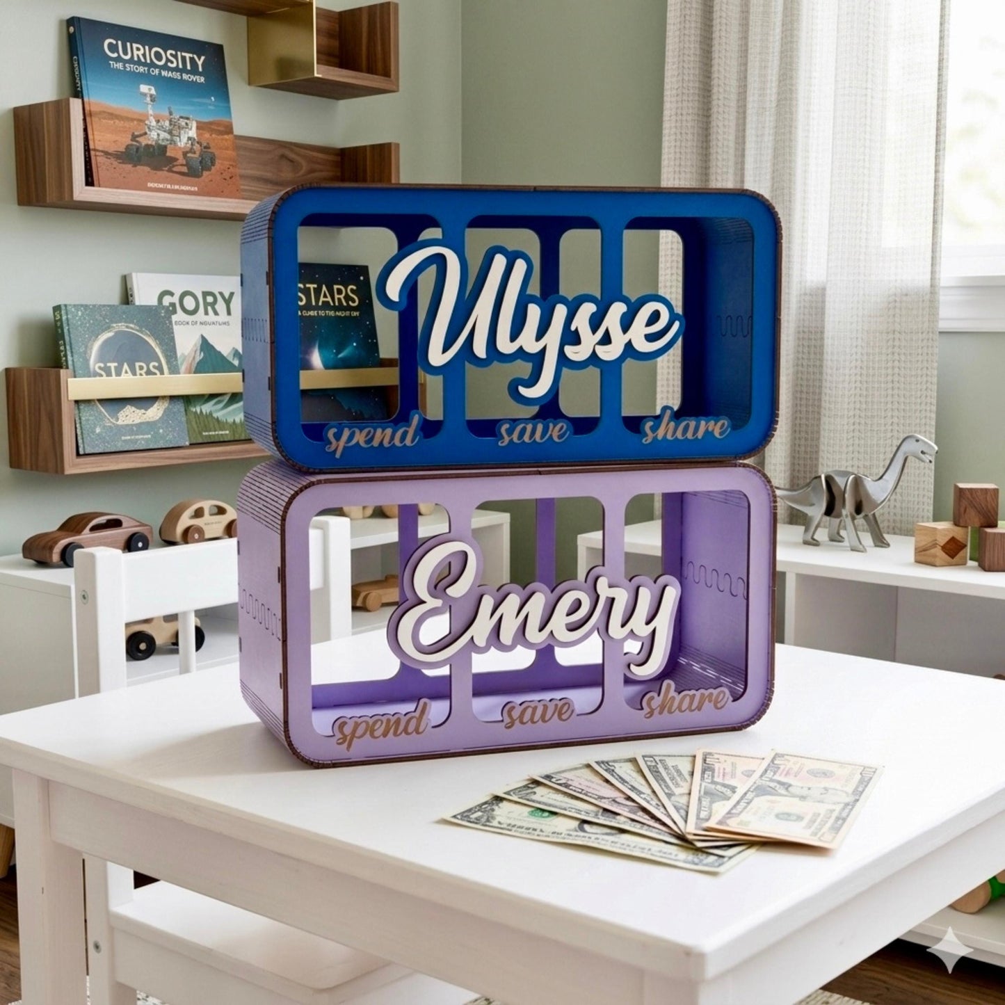 Personalized 3 Compartment Piggy Bank