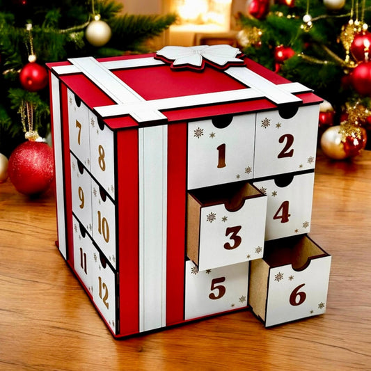 Plaid Christmas Advent Calendar – Personalized Wooden Countdown