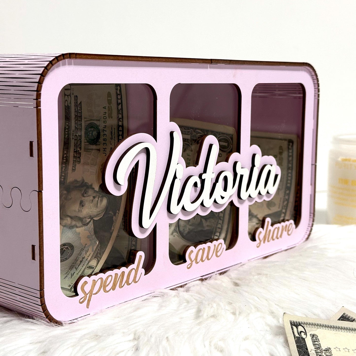 Personalized 3 Compartment Piggy Bank