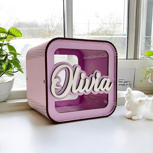 Baby Piggy Bank Personalized, Wooden Money Box Gift