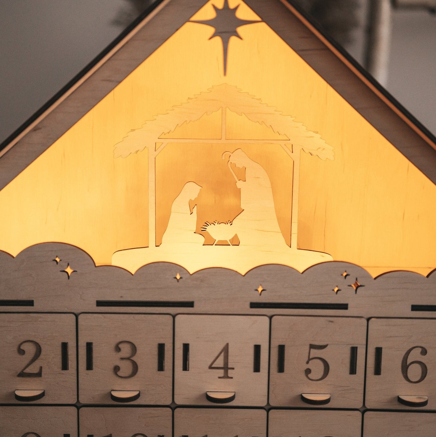 Wooden Christmas Advent Calendar For Kids