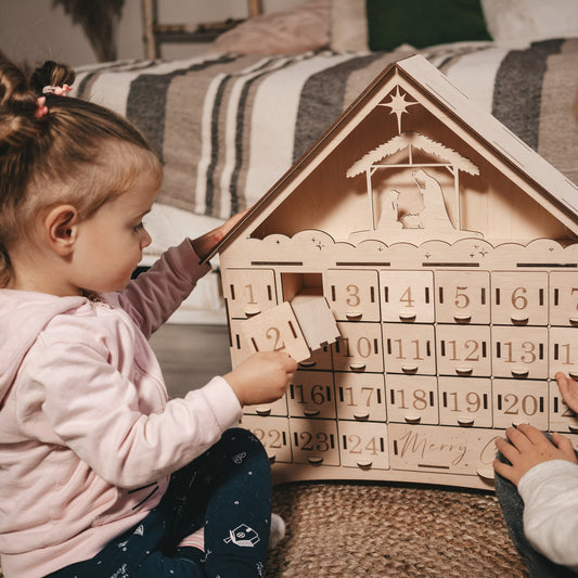 Wooden Christmas Advent Calendar For Kids