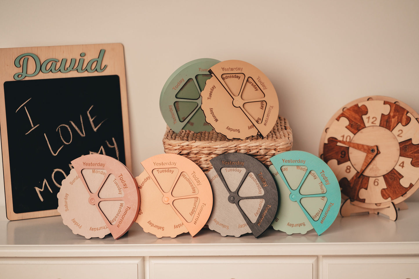 Journey into Learning: Montessori Calendar, Wooden Kid's Educational Toy, Sensory Perpetual Playset