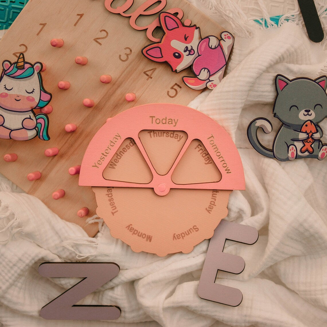 Educational toy Montessori Calendar, Wooden Kid Calendar, Girl Gift Toys For Kids, Sensory Toys Perpetual Calendar