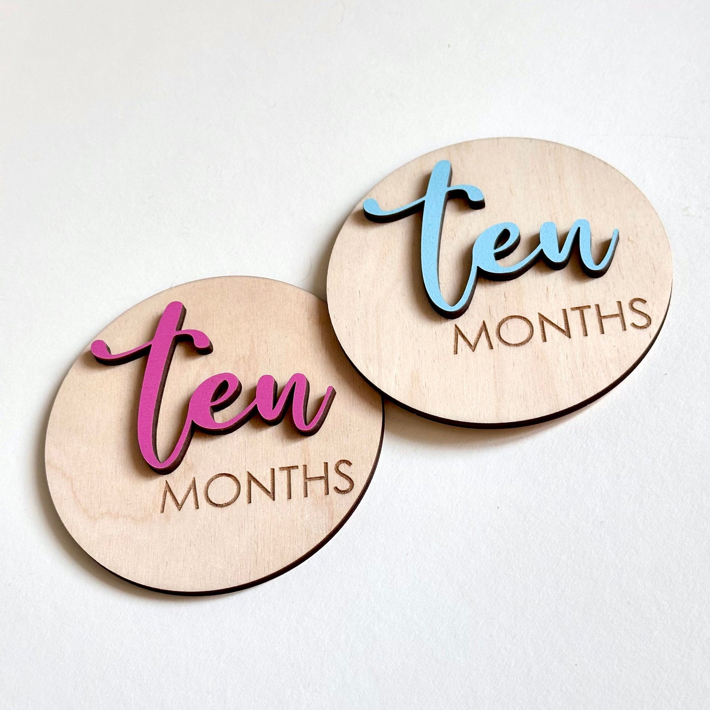 Wooden 3D Monthly Milestone Discs for Baby Photos | Engraved Wood Monthly Milestone Markers | Personalized Baby Sign