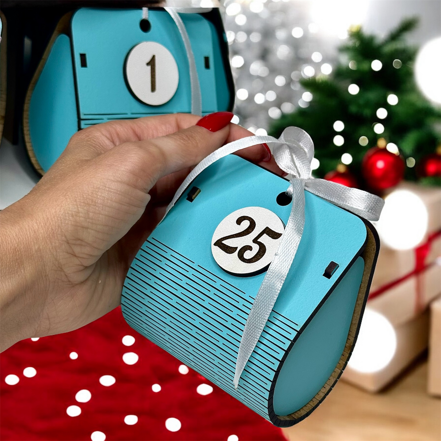 25-day advent calendar, wooden, handmade, festive decoration for children for Christmas