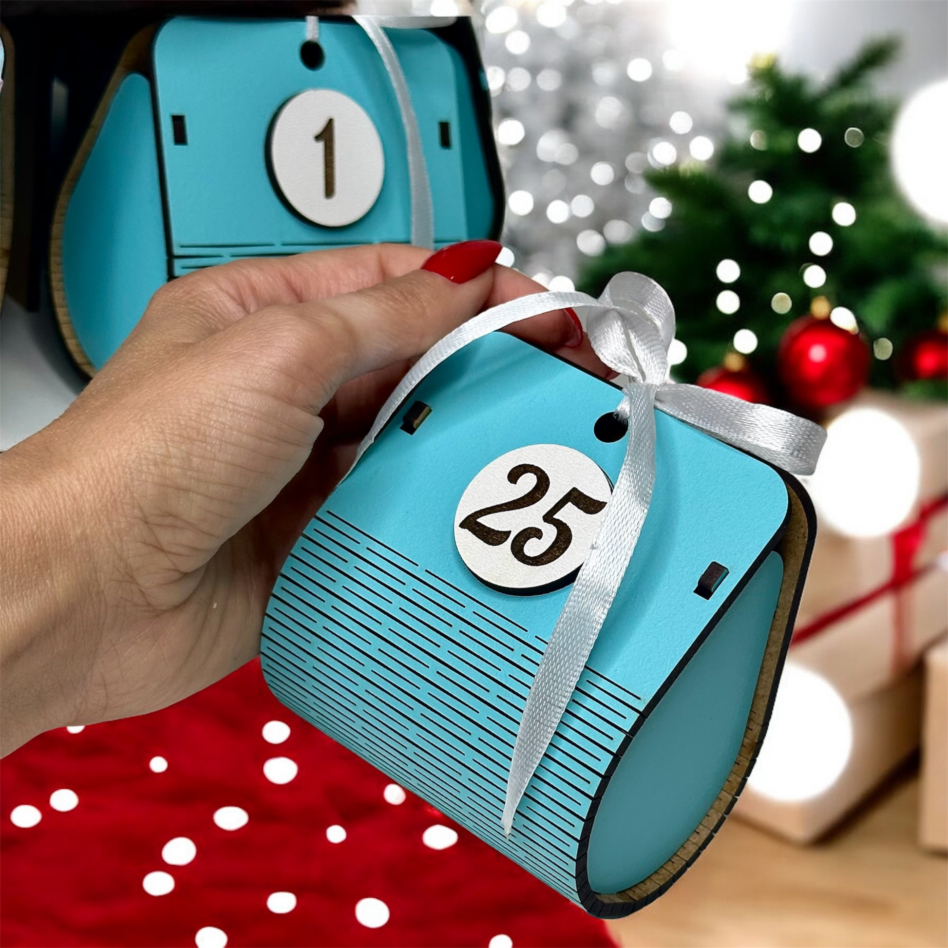 25-day advent calendar, wooden, handmade, festive decoration for children for Christmas