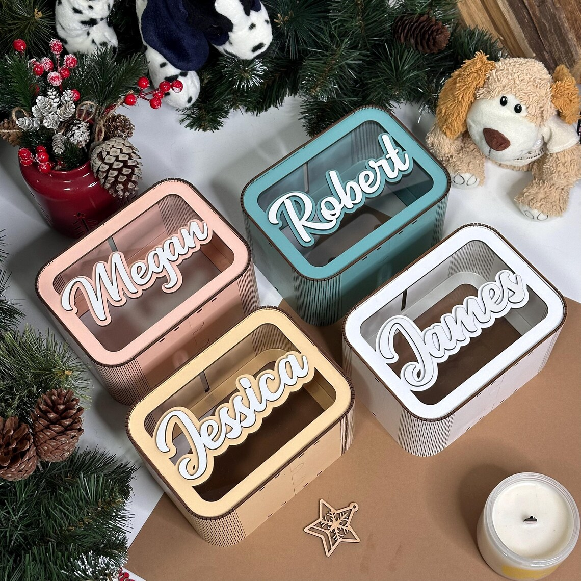 personalized wooden piggy bank for children with 3D effect