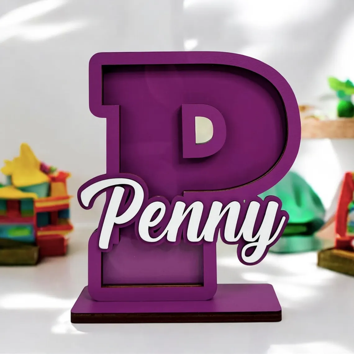 Personalized wooden box for children's coins, box with colors to choose from