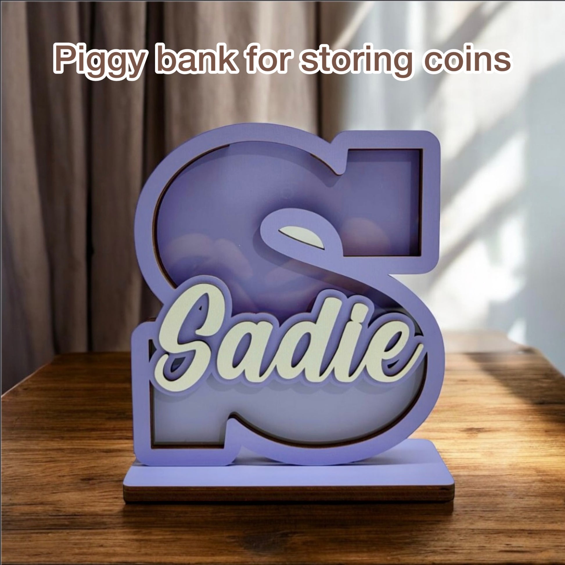 Personalized wooden box for children's coins, box with colors to choose from