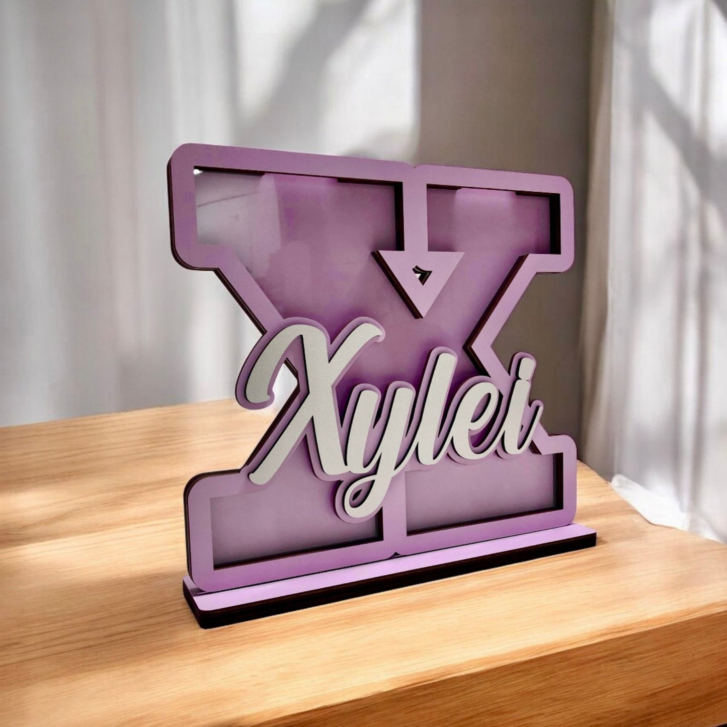 Personalized wooden box for children's coins, box with colors to choose from