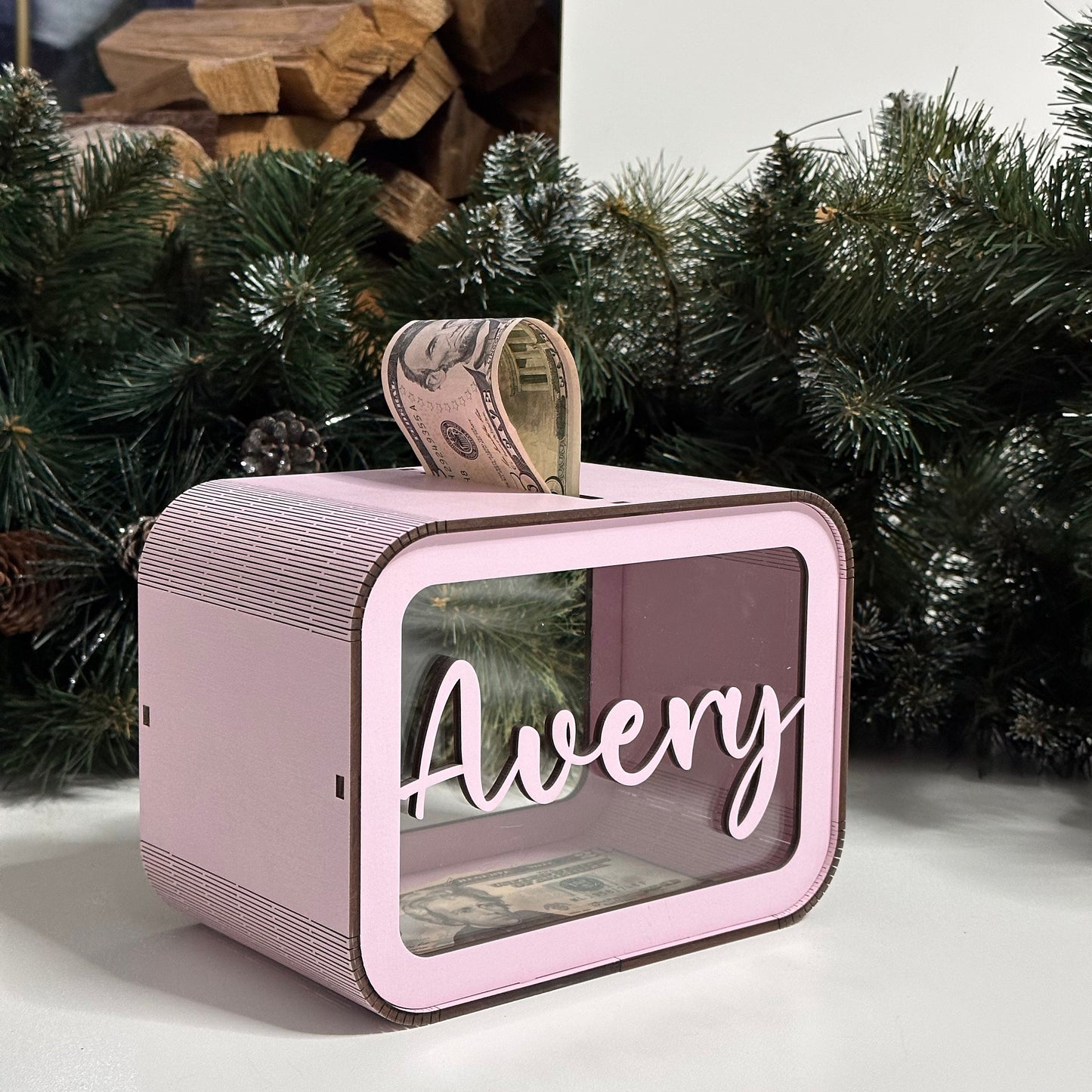Wooden Name Piggy Bank