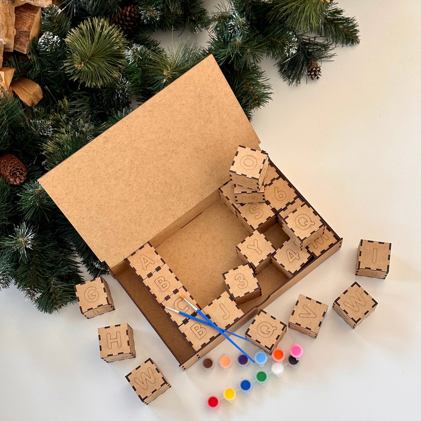 Wooden Building Blocks for Kids – Coloring Letter Blocks Creative Toy Set